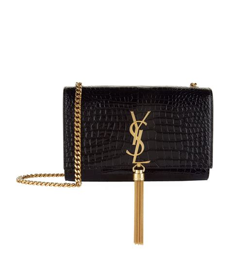 ysl small saint laurent tassel satchel black|KATE SMALL TASSEL IN CROCODILE.